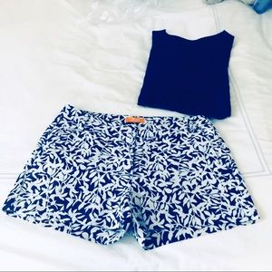 Navy & Light Grey Tropical Floral Pattern Shorts
